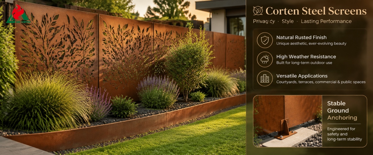 corten screens and shade panels
